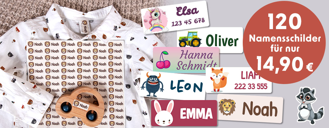 Namensaufkleber4kids.de - 120 Namensschilder für nur 14,90